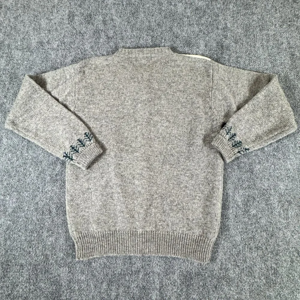 Vintage Orvis Cardigan Sweater 36 Womens Wool Bird Pattern Gray Button - Picture 5 of 5